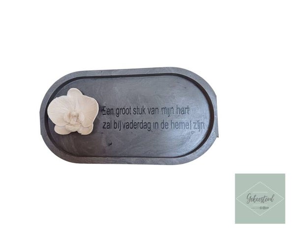 Troost schotel met tekst voor het verlies van een dierbare