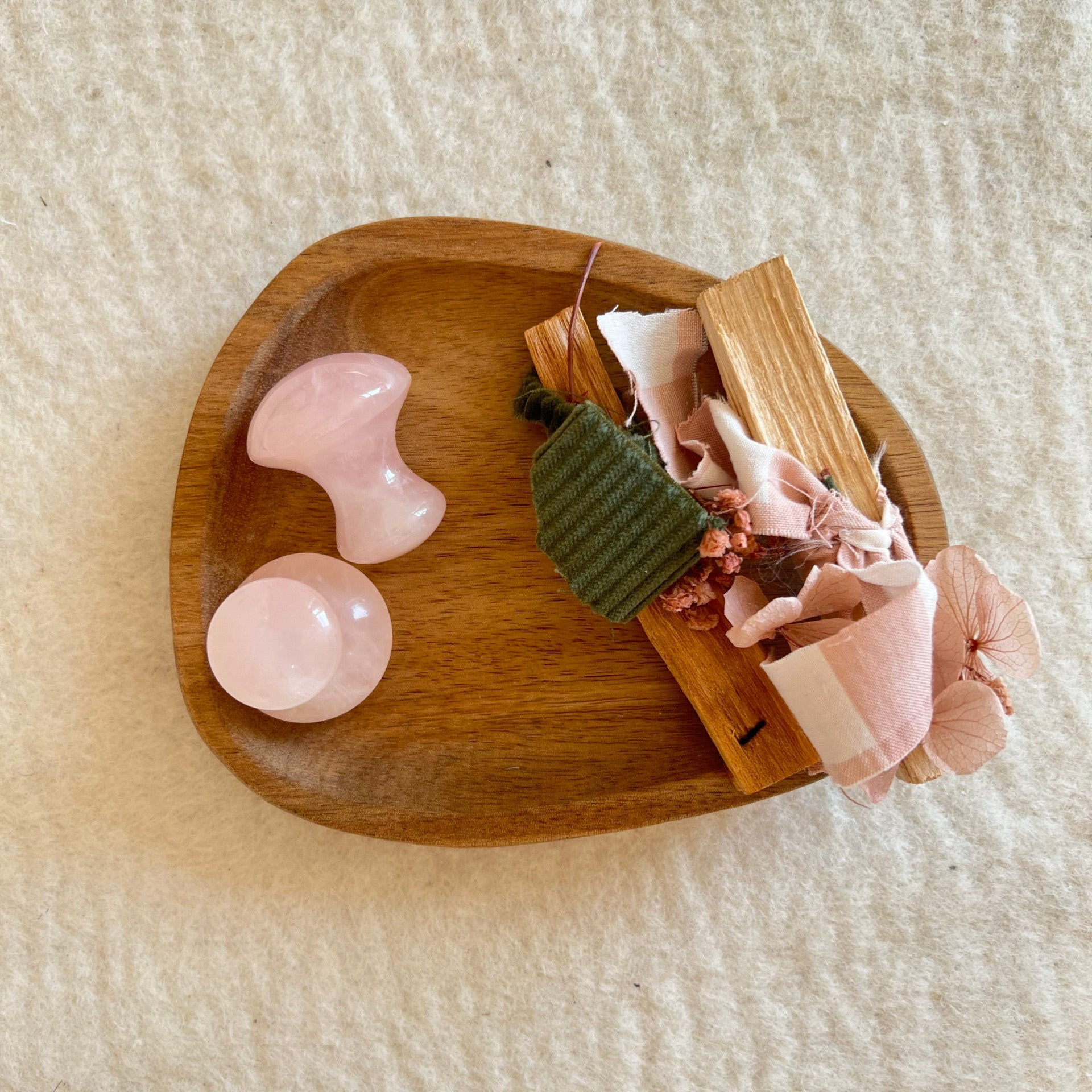 Quartz rose, champignon de massage