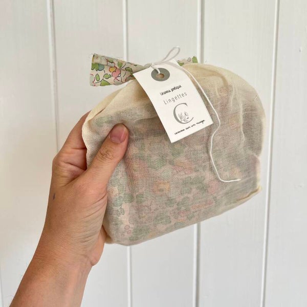Semainier de lingettes en coton, betsy pistache