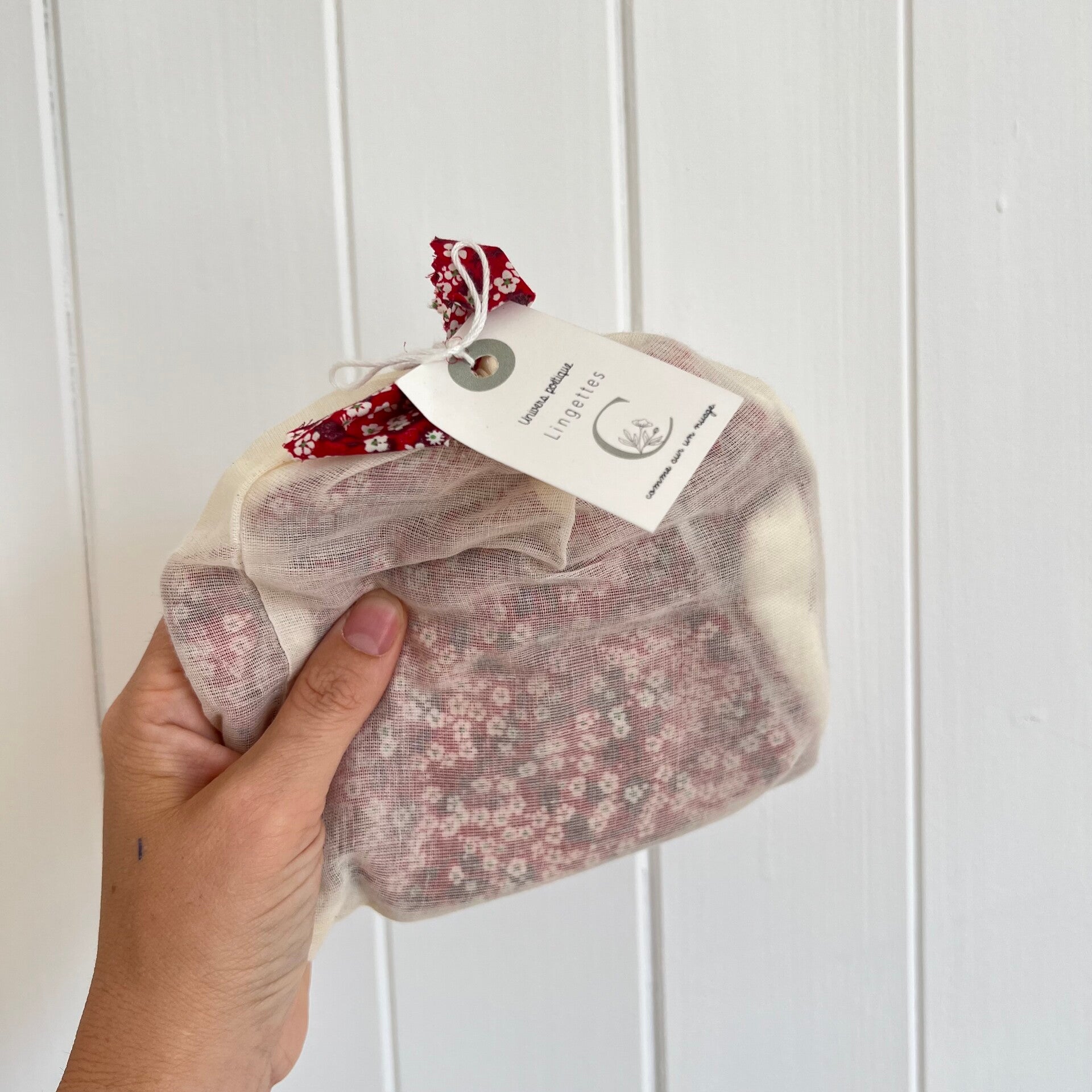Semainier de lingettes en coton, mitsi rouge