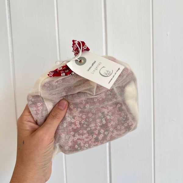 Semainier de lingettes en coton, mitsi rouge