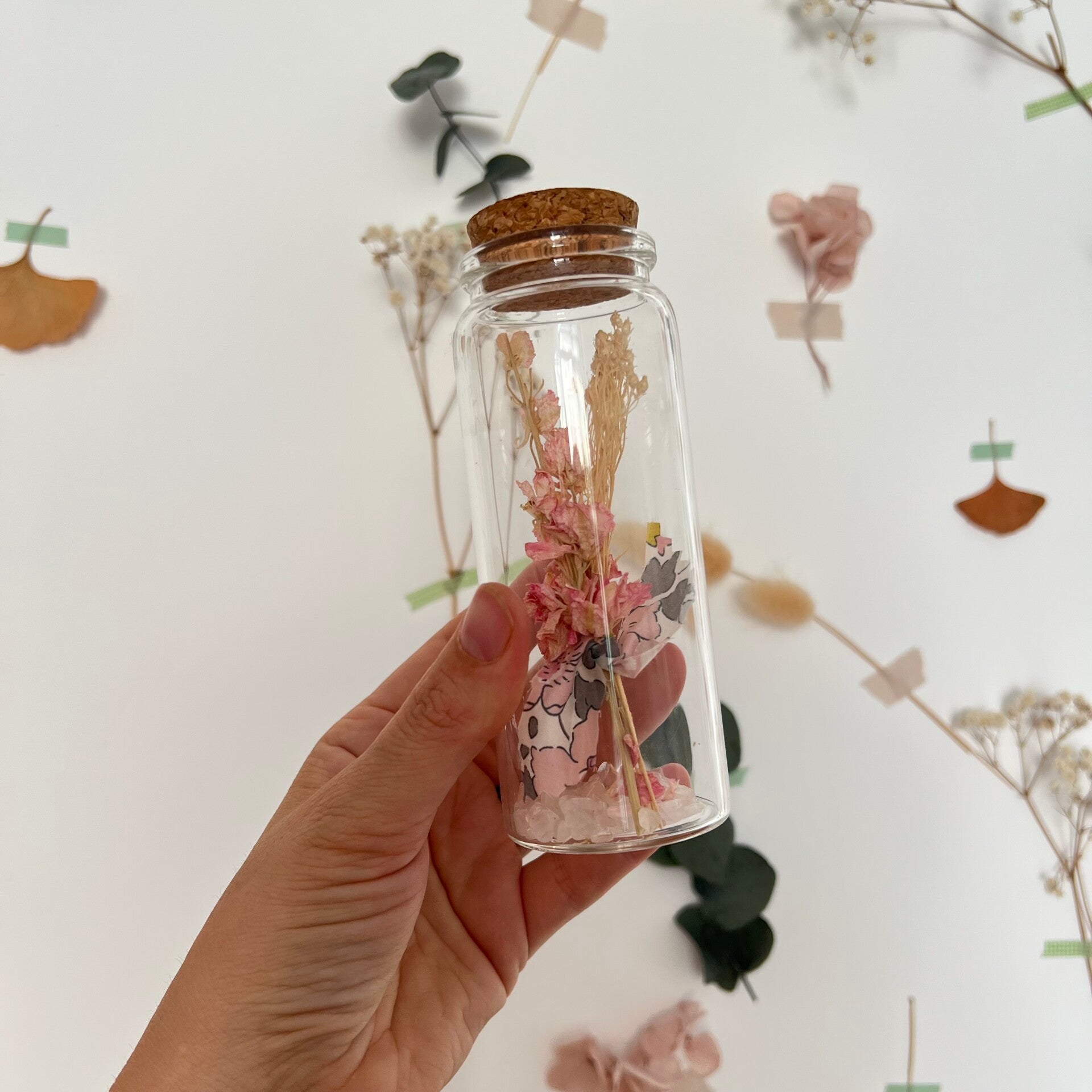 Petite fiole de souhait, quartz rose