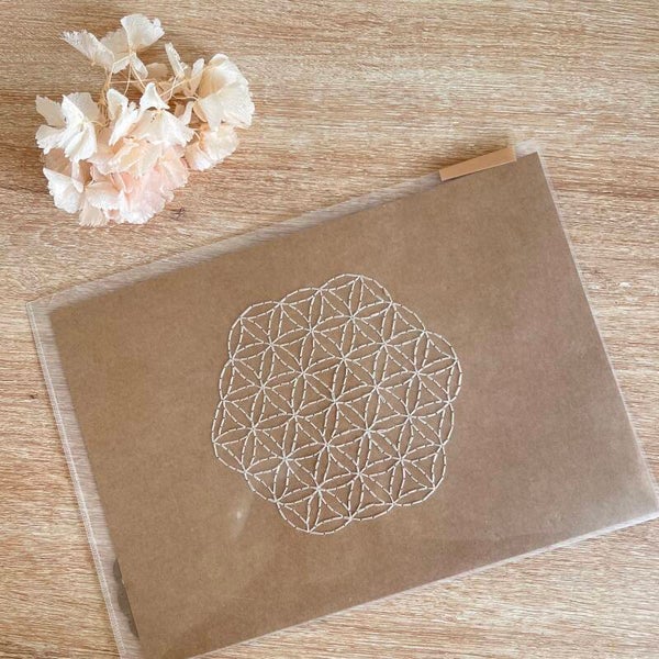 Broderie fleur de vie, affiche A4