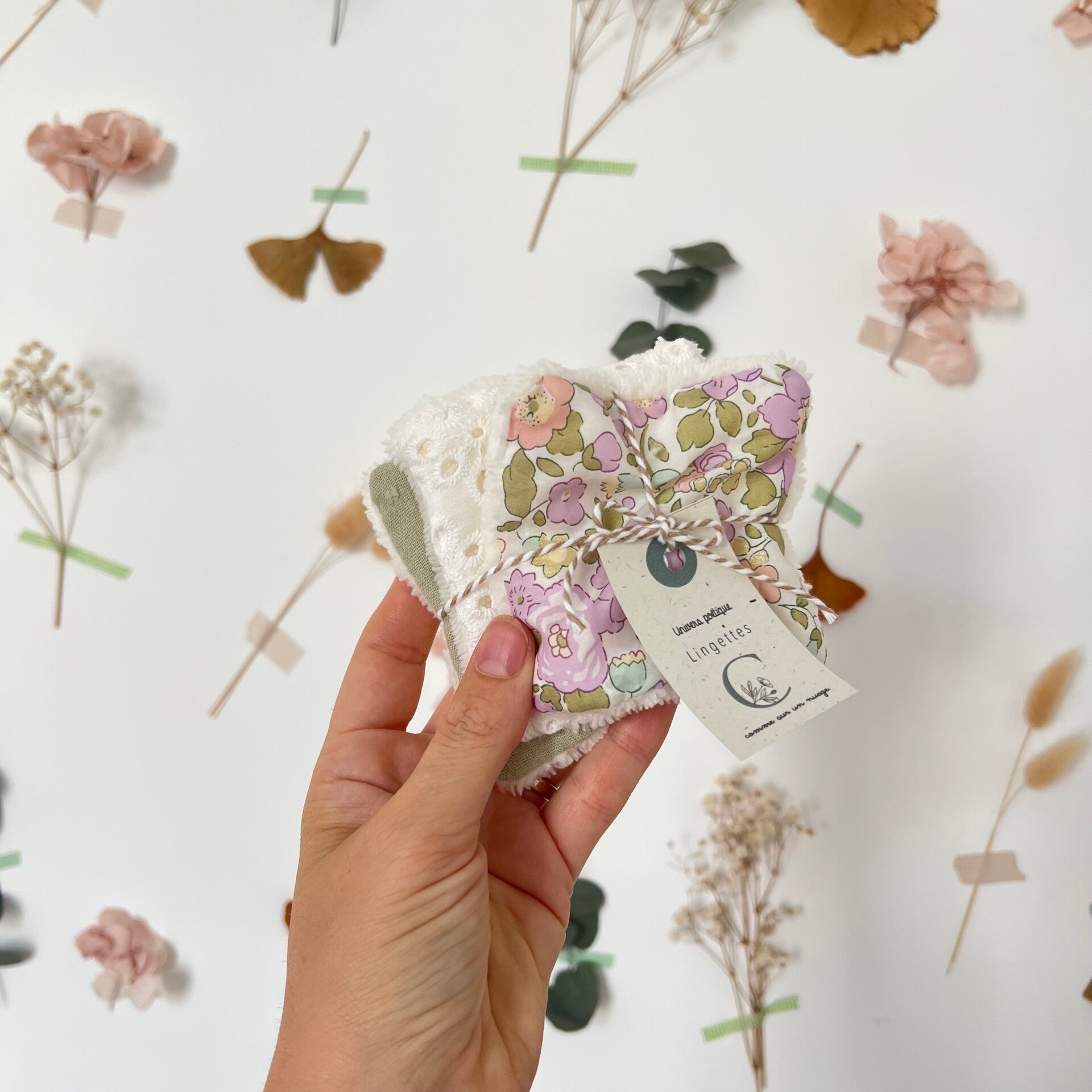 Betsy lilas + broderie anglaise + plumetis tilleul