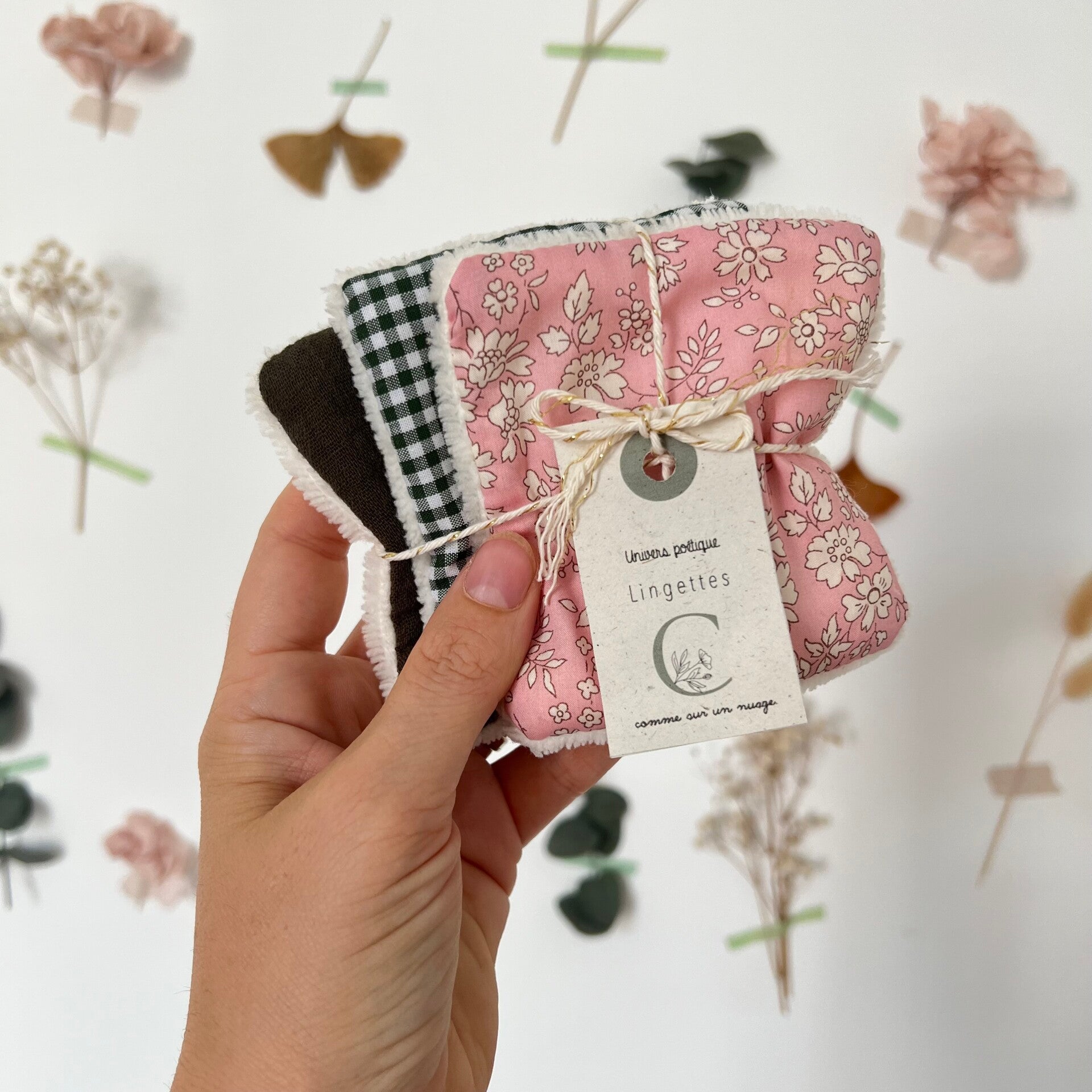Capel rose + vichy forêt + double gaze foret