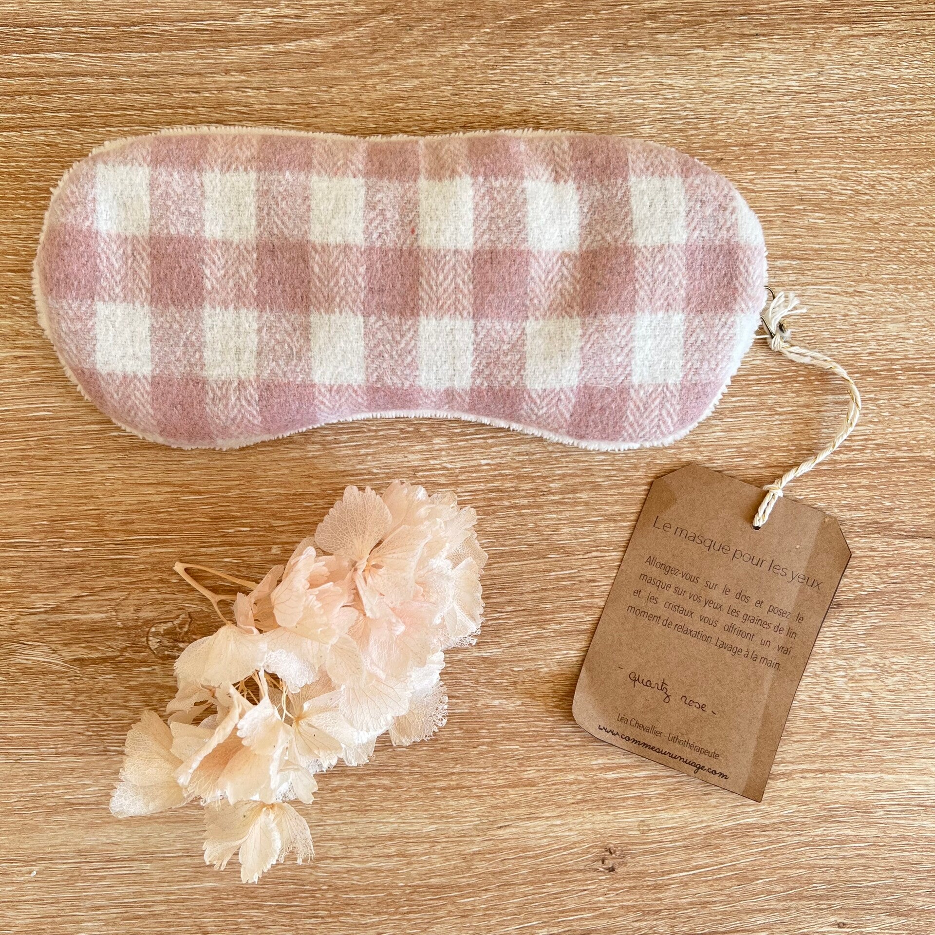 Masque pour les yeux, flanelle Vichy rose
