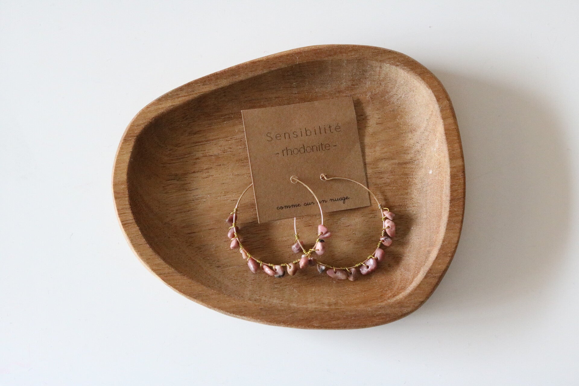 Rhodonite, boucle d’oreille