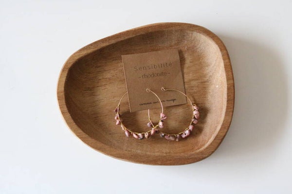 Rhodonite, boucle d’oreille