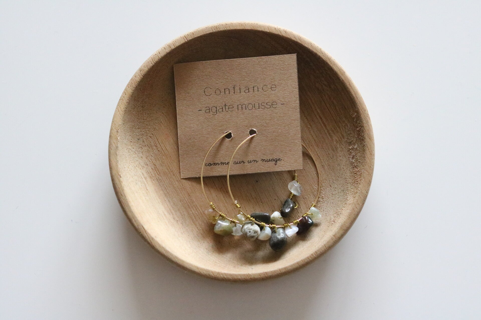 Agate mousse, boucle d’oreille