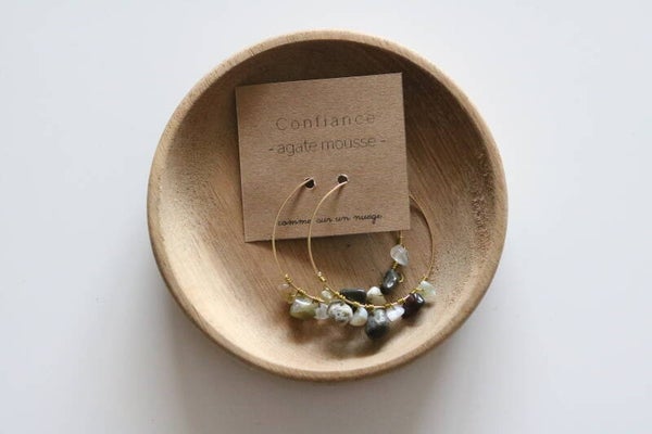 Agate mousse, boucle d’oreille