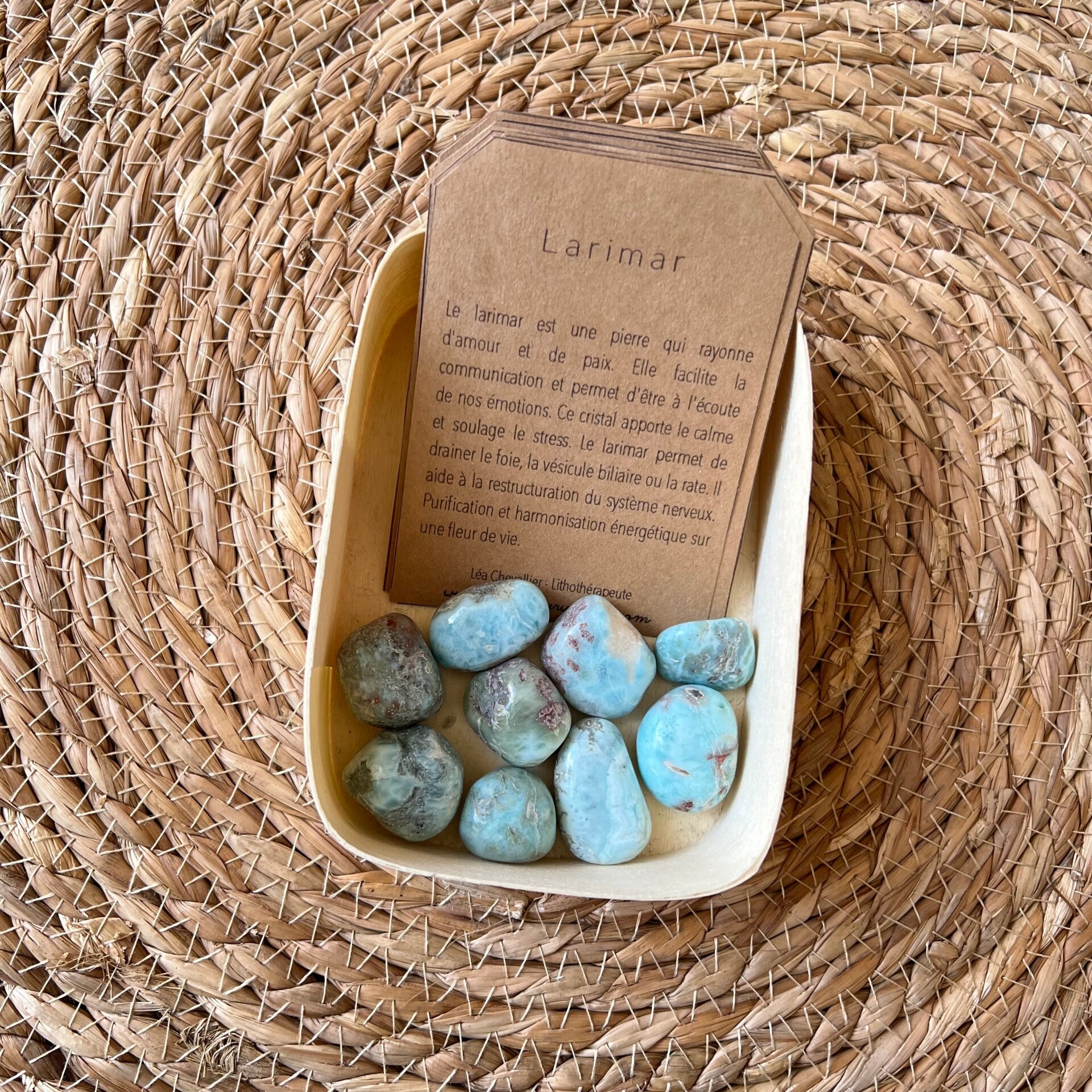 Larimar, pierre roulée