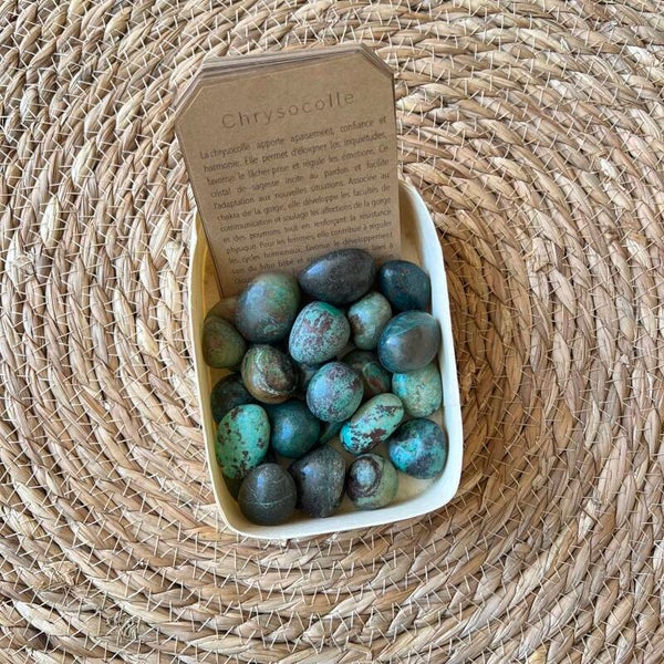 Chrysocolle, pierre roulée