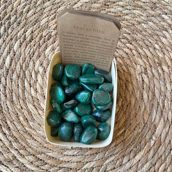 Malachite, pierre roulée