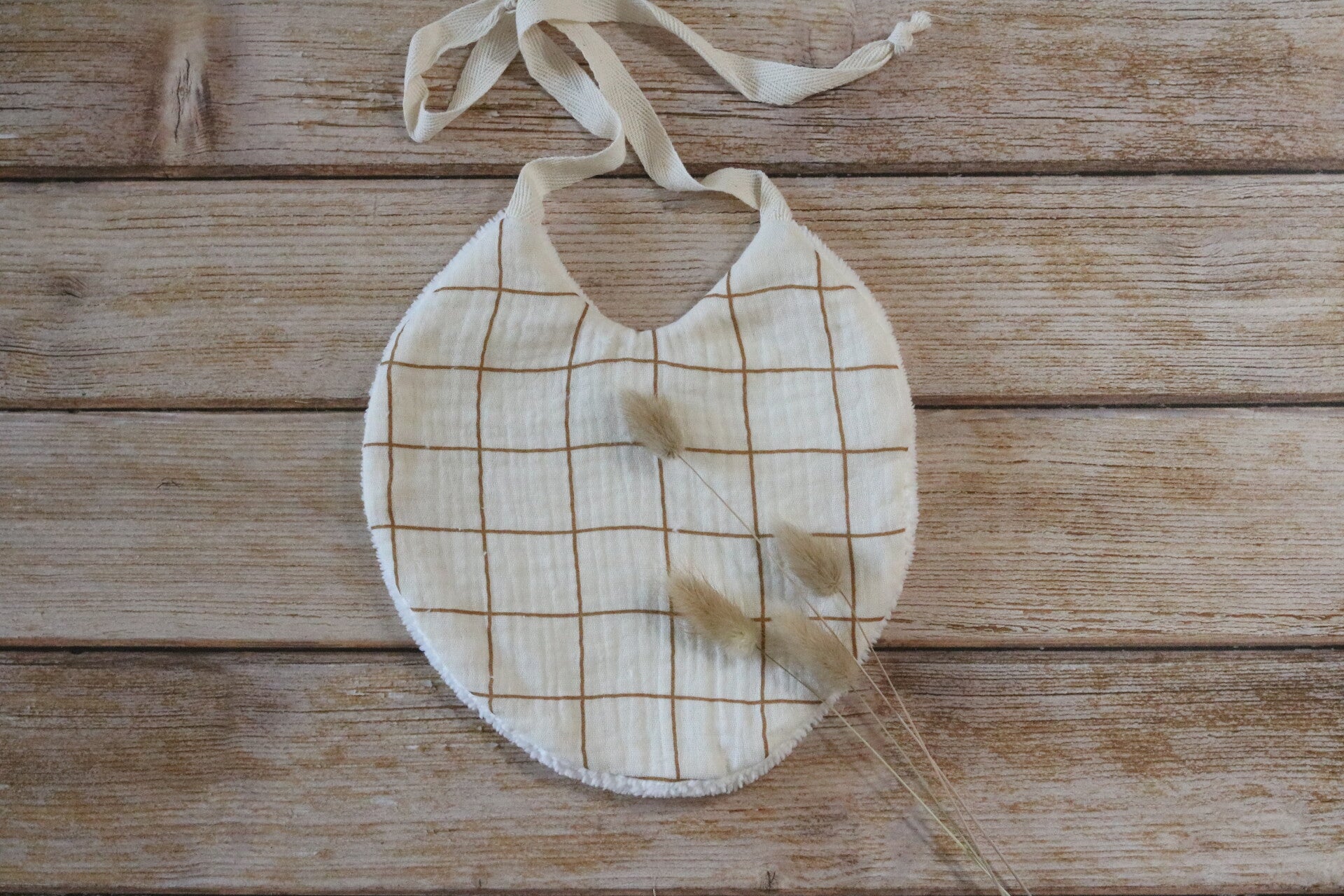 Bavoir, double gaze carreaux
