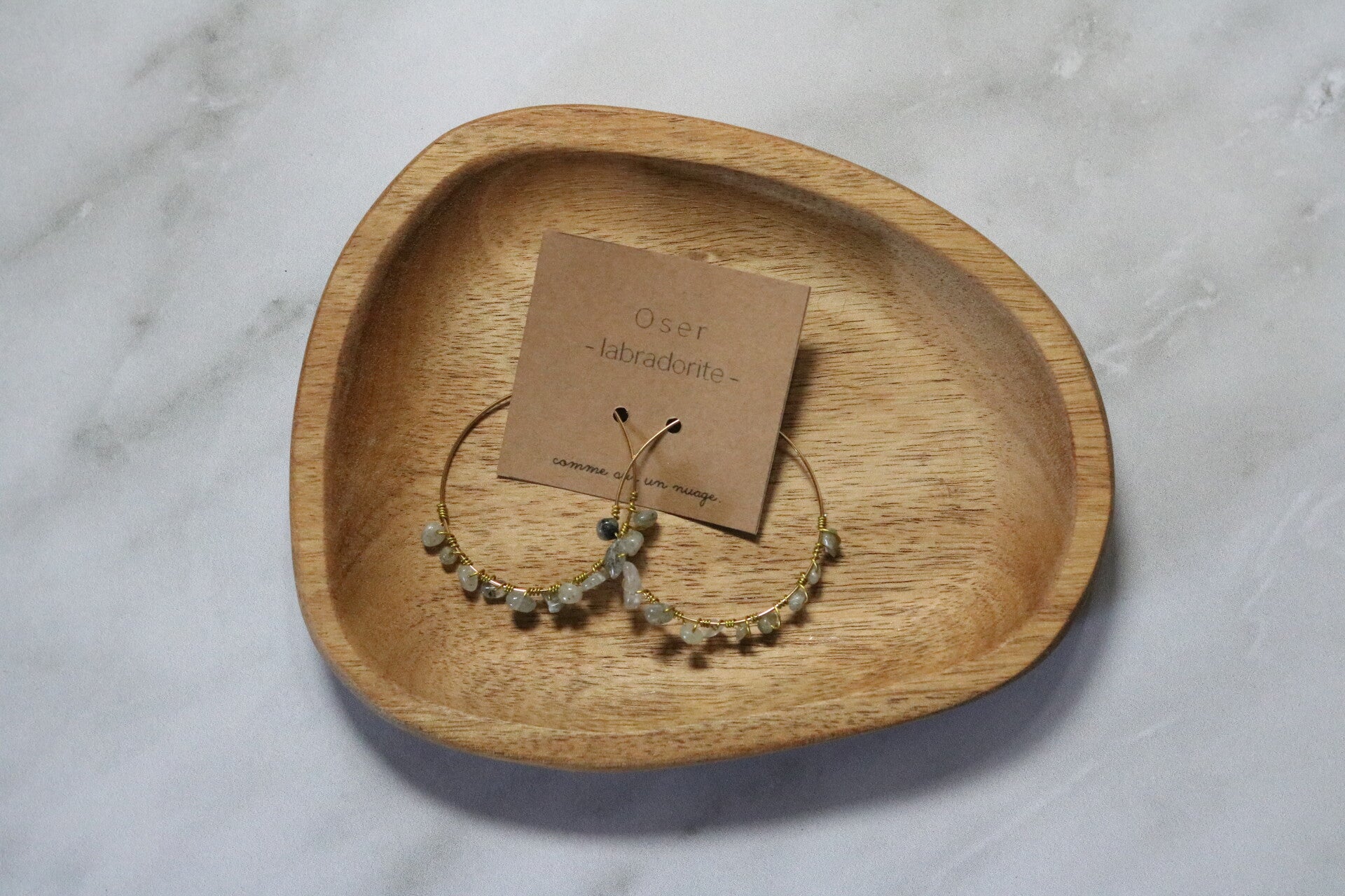 Labradorite, boucle d’oreille