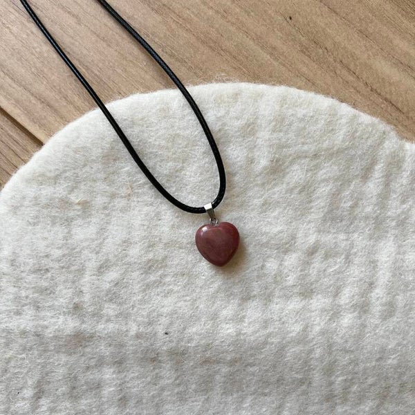 Rhodonite, pendentif cœur