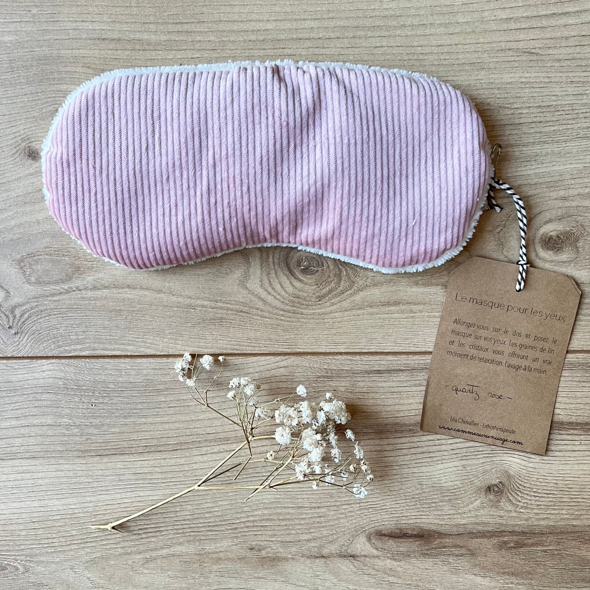 Masque pour les yeux, velours rose poudré