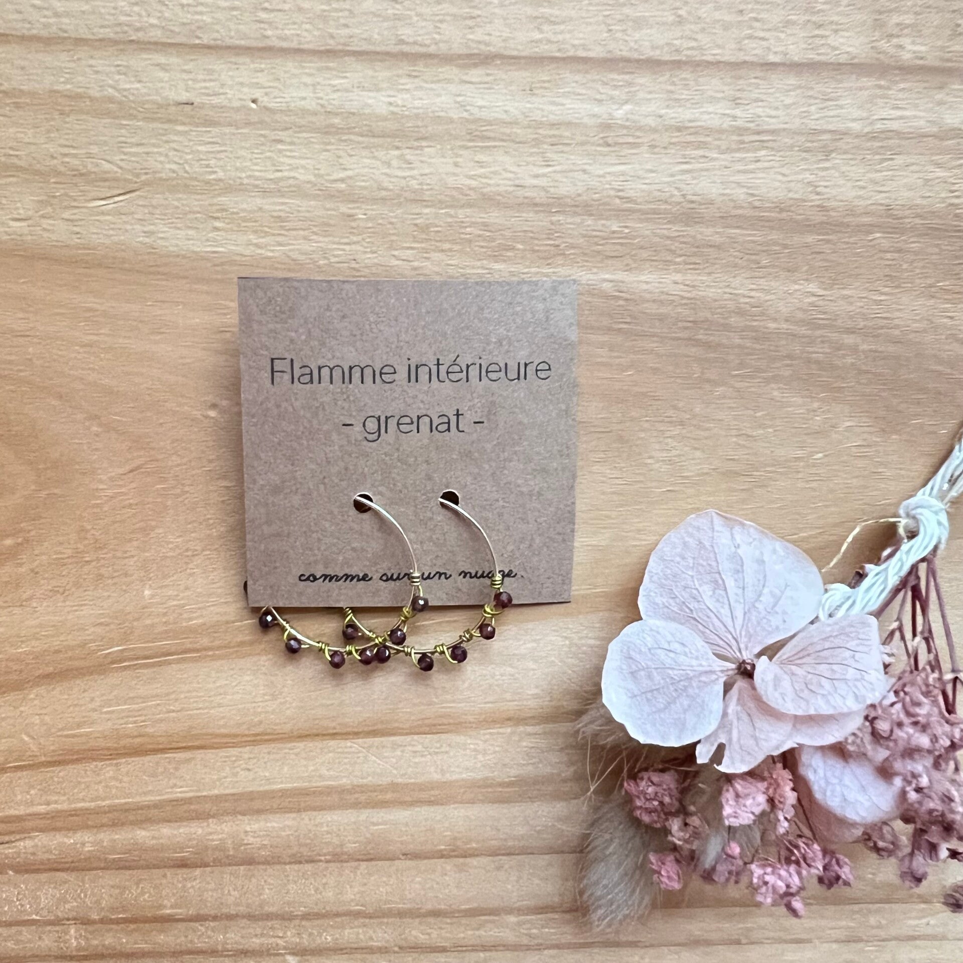 Grenat, boucle d’oreille