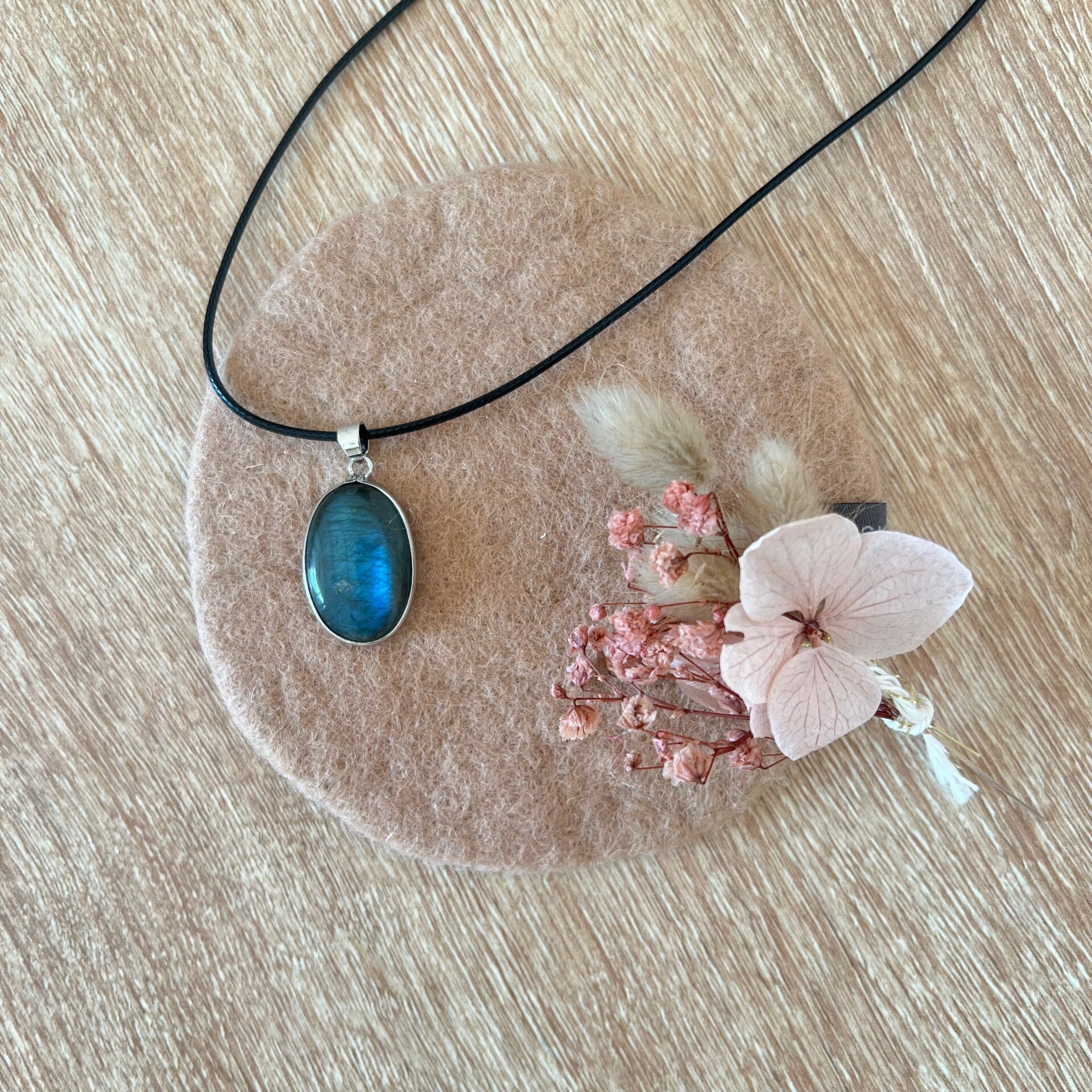 Labradorite, pendentif serti