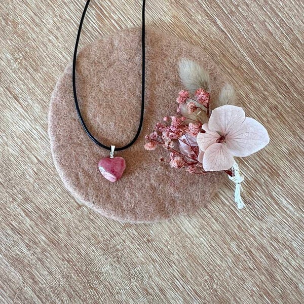 Rhodochrosite, pendentif coeur