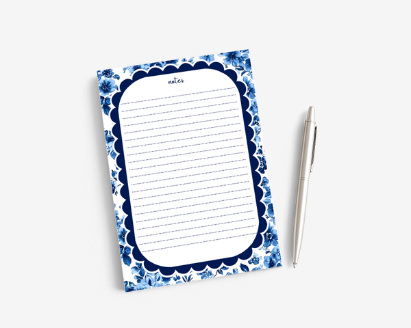 Blue Floral Notepad 5x7