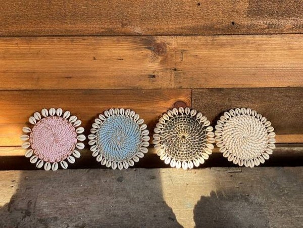 Rotan onderzetter wit