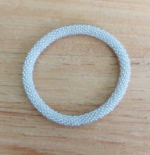 Nepalese Armband Wit/Zilver