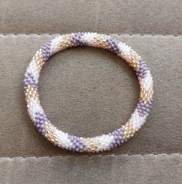 Nepalese Armband Lila/Roze/Lichtgoud