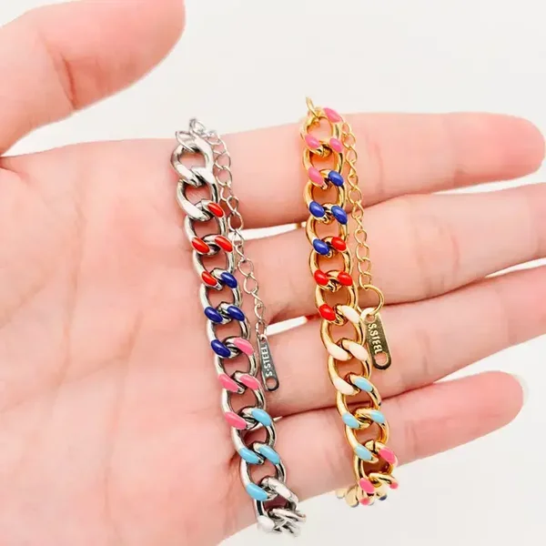 Emailkleurige roestvrijstalen kettingarmband