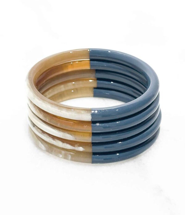 Armband van buffelhoorn/acryl Blauw- armband uit Vietnam