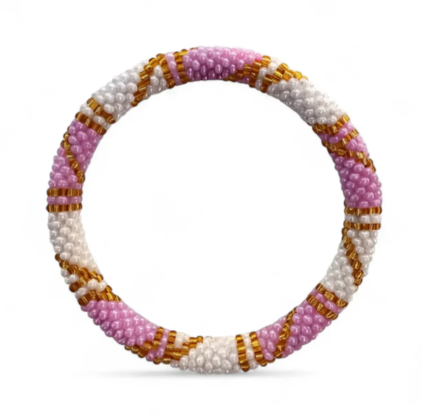Nepalese Armband Lila Wit en Goud