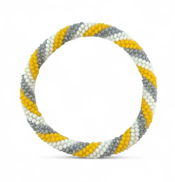 Nepalese Armband Geel Wit en Grijs