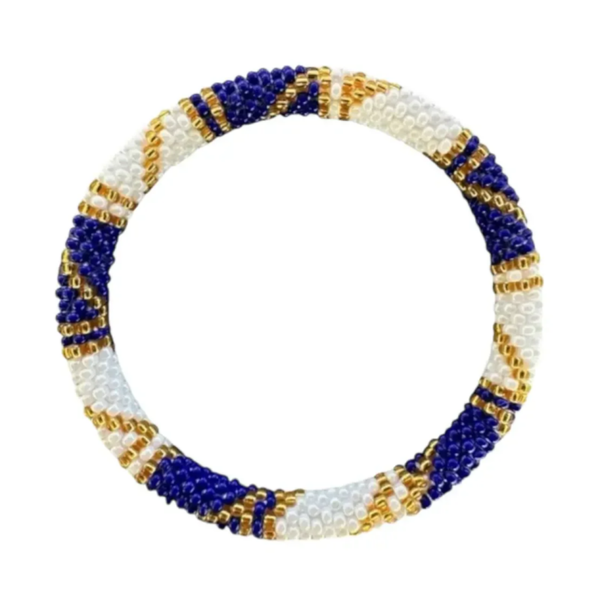 Nepalese blauwe witgouden armband