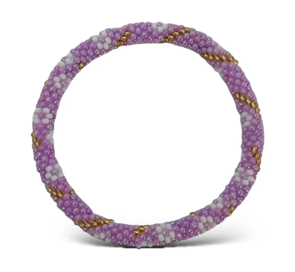 Nepalese lila witgouden armband