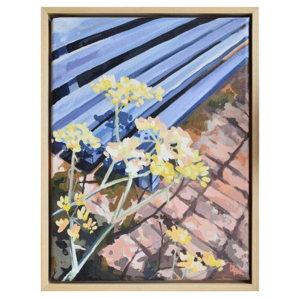 Het blauwe bankje - schilderij