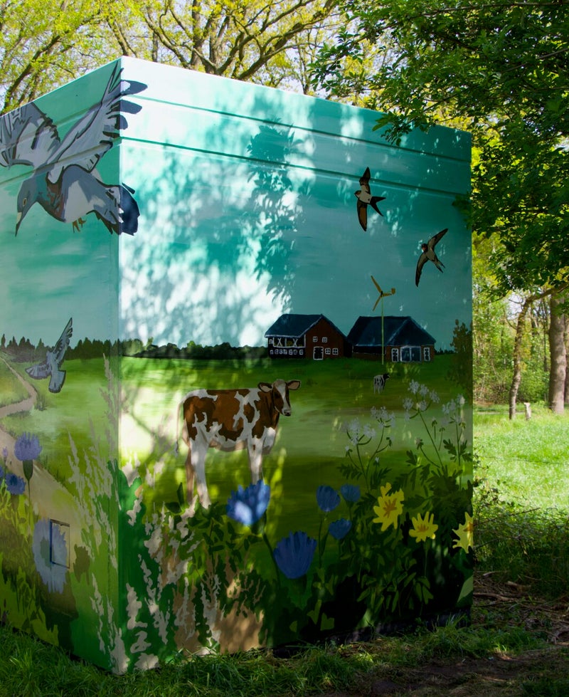 Maartje I Jansen, beschilderd glasvezelhok in Echten