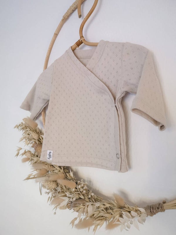 Overslag vestje - pointelle beige