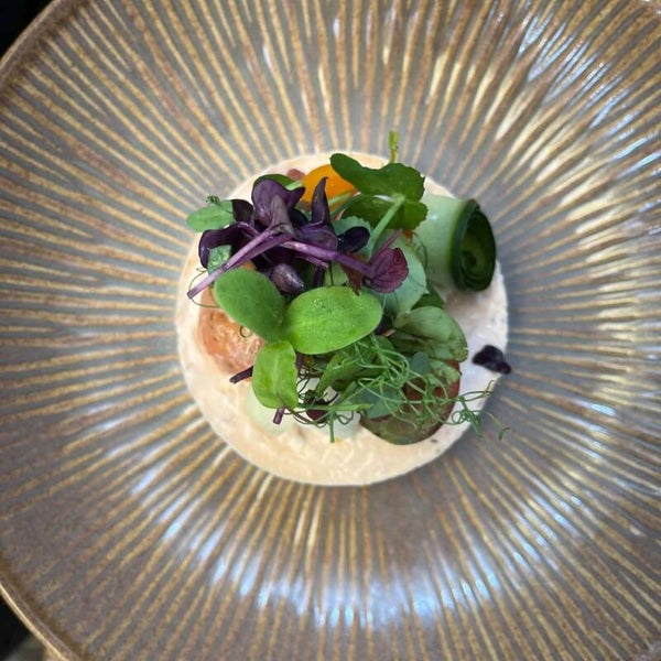 Voorgerecht Vegetarisch (Geroosterde pompoen|stracciatella|hazelnoot|salie|Granaatappel