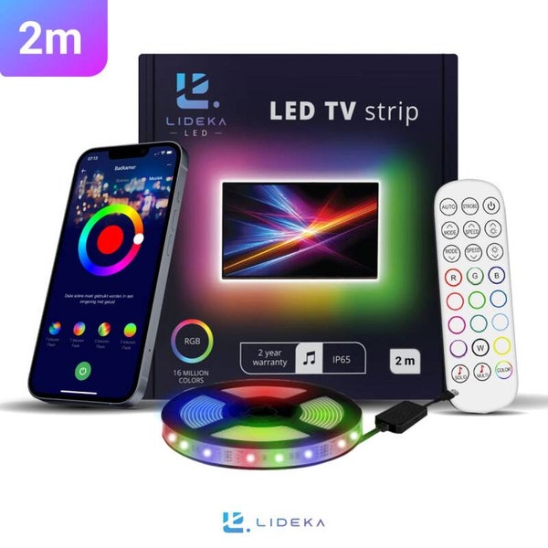 gaming led lights Lideka - TV LED strip - 2 Meter - Auto USB - RGB - met Afstandsbediening - Gaming accesoires - Verlichting - Led Lights - Led Light Strip - Licht strip