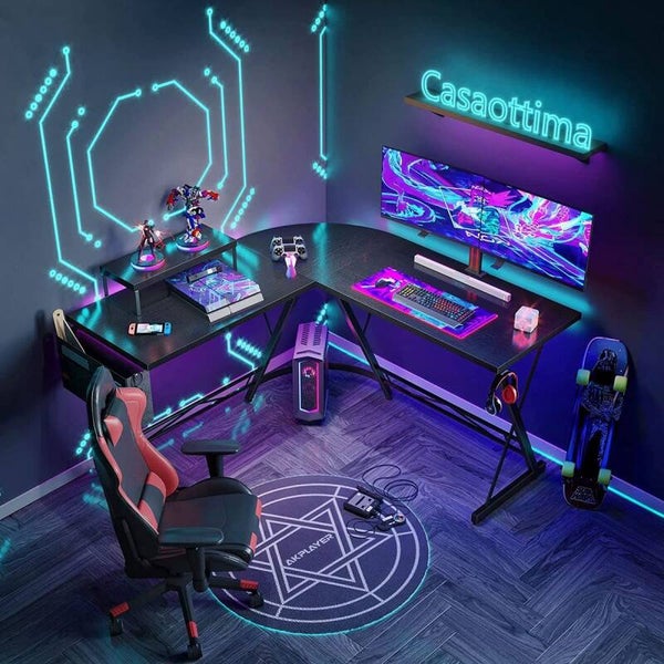 Xergonomic gaming bureau - hoek bureau - game bureau - game tafel - bureau - mooi design - zwart