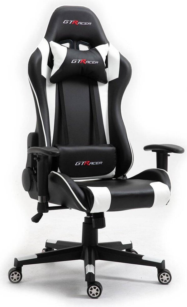 gaming stoel GTRacer Pro Special - E-Sports - Game stoel - Ergonomisch - Bureaustoel - Verstelbaar - Racing - Gaming Chair - Zwart / Wit
