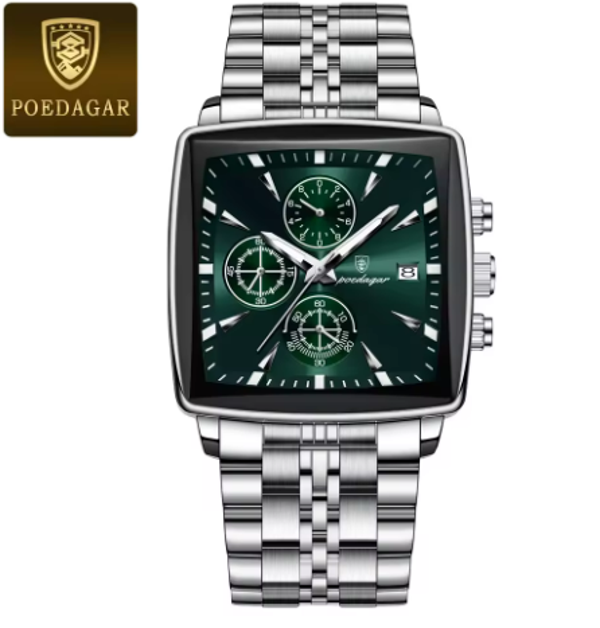 POEDAGAR-Montre à Quartz en Acier inoxydable
