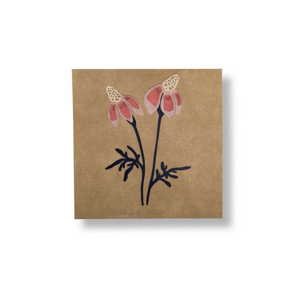 Twin blooms - stof en leren schilderij (100 X 100 cm)