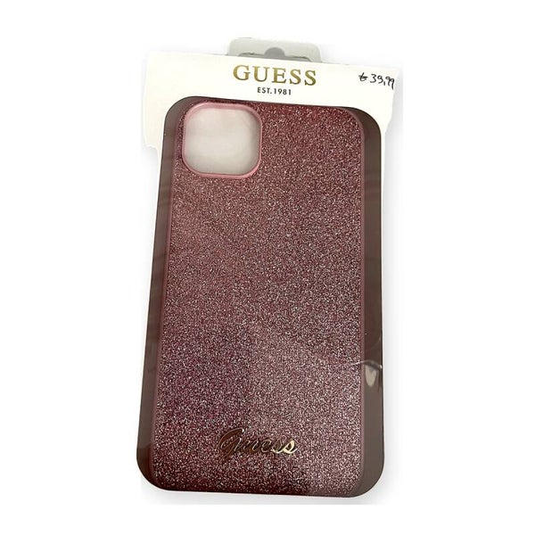 Guess Glitter Script hoesje roze - iPhone 14 Plus