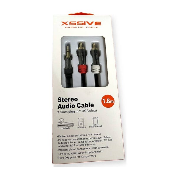Xssive Stereo Audio Kabel 3,5 mm naar 2x RCA 1,8 meter