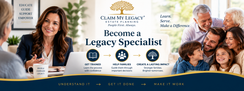 Claim My Legacy Legacy Specialist helping families understand estate planning through training, guidance, and support