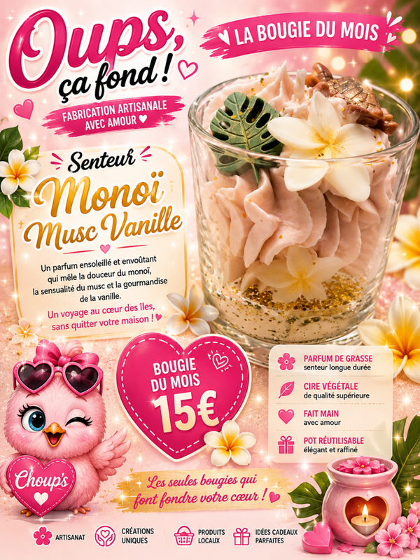 Bougie Été Monoi musc vanille