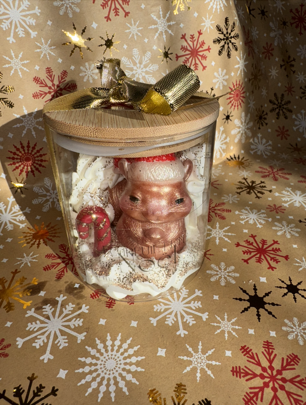 Bougie "Ecureuil fête Noel"