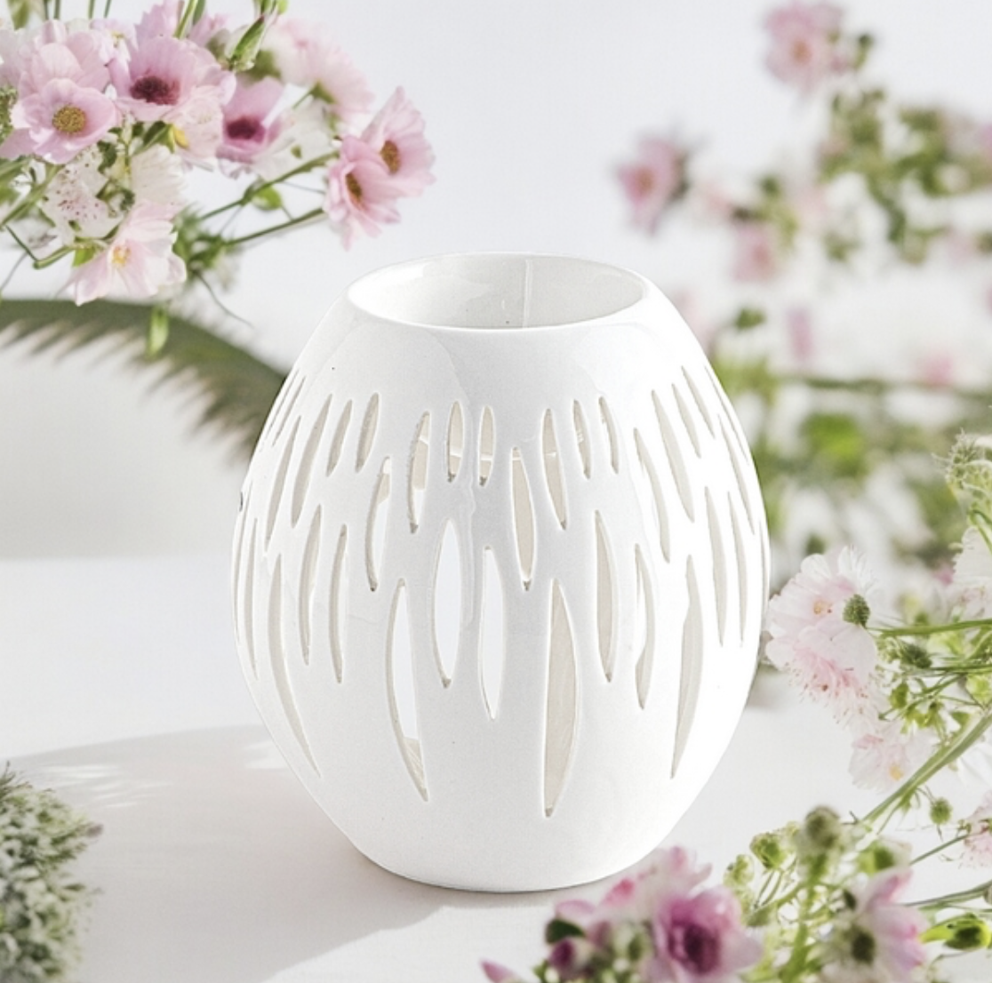 Brûle parfum Ovali blanc