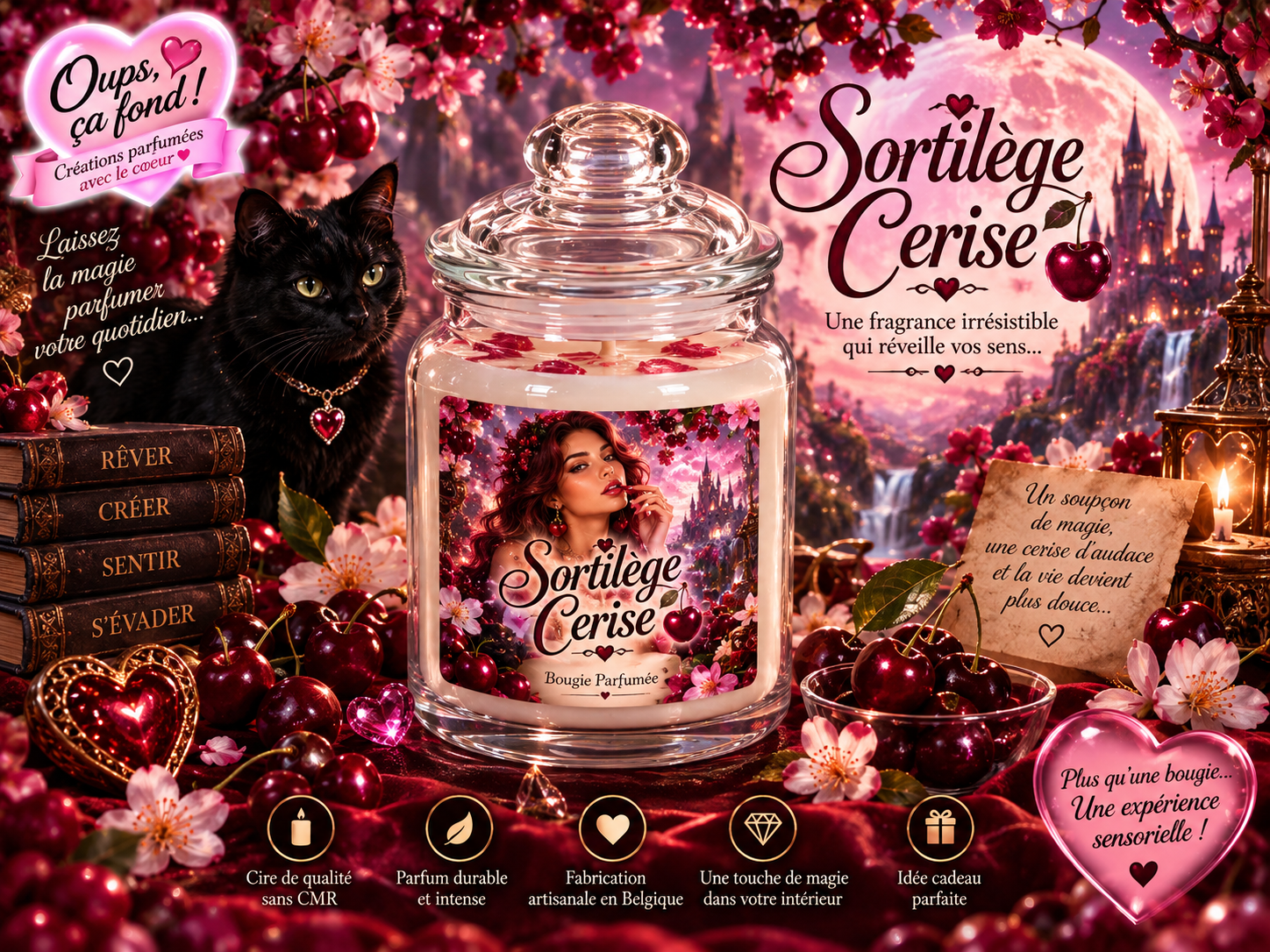 Bougie Sortilège cerise 280ml